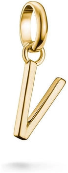 THOMAS SABO Charm Anhänger Buchstabe V - Vergoldet Mit Weißen Zirkonia Steinen