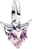 Pandora 793626C02 Mini Charm-Anh&auml;nger Silber Gefl&uuml;geltes Herz Pink