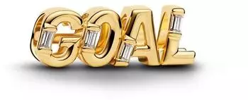 Pandora Charm Schriftzug "Goal" Zirkonia 14 Karat vergoldet (764709C01)