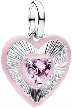 Pandora ME Medaillon-Charm strahlendes rosa Herz, Silber (794409C01)