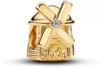 Pandora Windmühlen-Charm Zirkonia, 14 Karat vergoldet (764631C01)