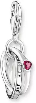 Thomas Sabo Together-Ring Charm-Anhänger roter Stein, 925 Sterlingsilber, geschwärzt (2070-639-10)