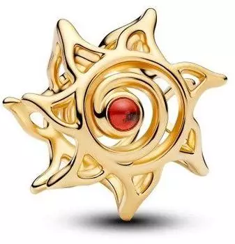 Pandora Charm Openwork Sonne 14k vergoldet, orangefarbener Kristall (764625C01)