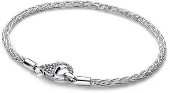 Pandora Moments Armband Fischgrätkette mit Pavé-Verschluss, Sterlingsilber, 20cm (594462C01-20)