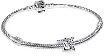 Pandora Charm-Armband Starterset Silber, funkelnder blauer Absolventen-Hut, 18cm (21757-18)