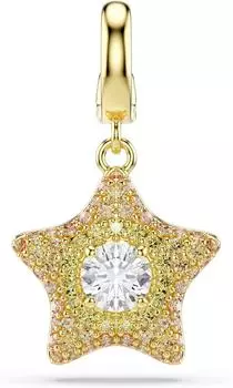 Swarovski Sublima Charm, Rundschliff, Stern, gelb, 18K goldbeschichtet