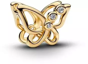 Pandora Schmetterling Charm 14k vergoldet, klarer Zirkonia (764369C01)