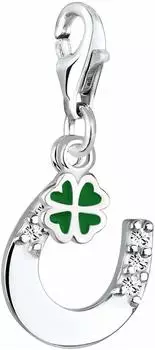 Elli Charm-Einh&auml;nger Hufeisen Kleeblatt Kristalle 925 Silber (0401273012)