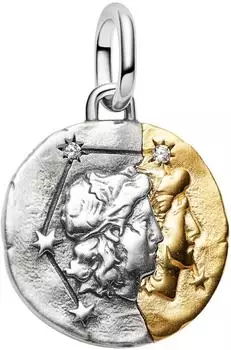 Pandora ME Charm Medaillon Sternzeichen Zwilling, Bicolor, Zirkonia (794989C01)