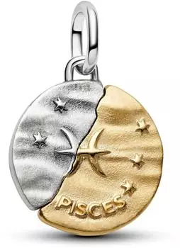 Pandora ME Charm Medaillon Sternzeichen Fische, Bicolor, Zirkonia (794991C01)