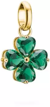 Thomas Sabo Charm-Anh&auml;nger Kleeblatt, goldfarben, gr&uuml;ne Steine (CC1326-M01-6)