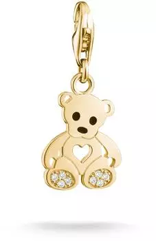 Thomas Sabo Teddybär Charm-Anhänger, Premium-Legierung 18k vergoldet (1119-M05-14)