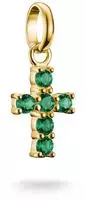 Thomas Sabo CC1206-M01-6 Anh&auml;nger Kreuz Goldfarben mit Gr&uuml;nen Steinen