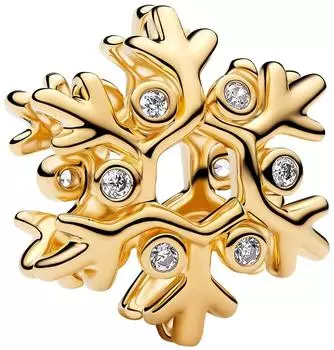 Pandora Moments Schneeflocke Charm, Zirkonia, gelbgold vergoldet (764249C01)