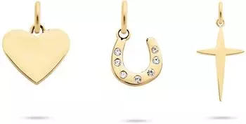 Tamaris 3er Anhänger Set Herz, Hufeisen, Kreuz, gelbgoldfarben, Edelstahl (TJ-0696-P-03)