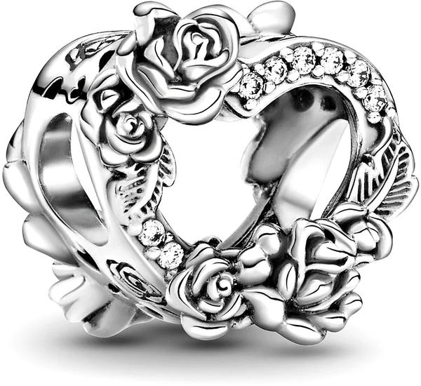 Pandora Open Heart & Rose Flowers Charm