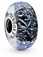 Pandora Charm Moments Welliges dunkelblaues Ozean Murano-Glas 798938C00 - silber
