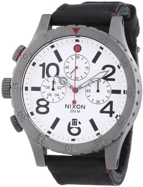 Nixon The 48-20 Chrono Leather gunmetal/white