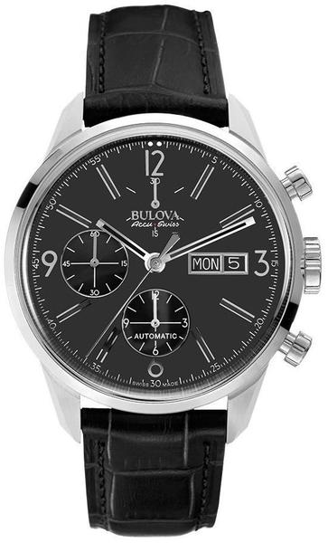 Bulova Herren-Armbanduhr Chronograph Automatik Leder 63C115
