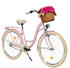 Milord Bikes Comfort Bicycle With Basket, Women's Bicycle 3-speed Shimano (Pink-Cream)