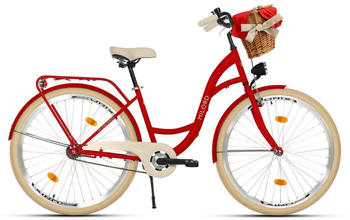 Milord Bikes Comfort Bicycle With Basket, Women's Bicycle 1-speed (Red)