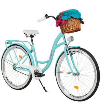 Milord Bikes Comfort Bicycle With Basket, Women's Bicycle 1-speed (Blue)