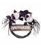 VIVING COSTUMESJUINSA Gothic-Türkranz mit Vogel Halloween-Deko schwarz-weiss-violett 44x36x54 cm Einheitsgröße