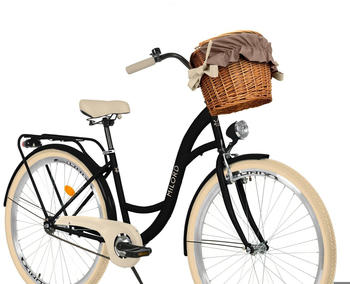 Milord Bikes Komfort Fahrrad mit Weidenkorb 28" schwarz/creme