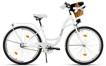 Milord Bikes Komfort Fahrrad mit Weidenkorb 26" weiß