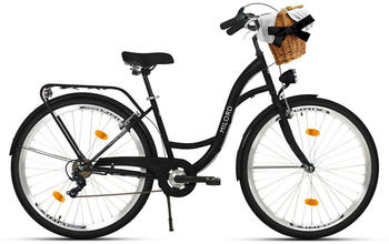 Milord Bikes Komfort Fahrrad mit Weidenkorb 26" schwarz