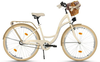 Milord Bikes Komfort Fahrrad mit Weidenkorb 26" creme/braun