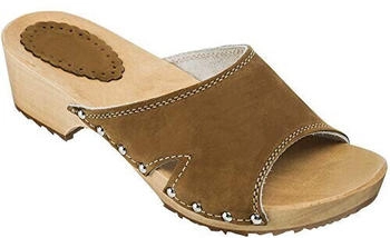 Strobl Clogs Leder Schuhe Holz CDL04 beige