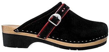 Strobl Damen Clogs Leder Schuhe Holz CDL05 dunkelblau