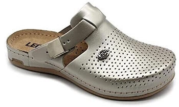 Leon Lederschuhe Clog Pantolette Komfortschuhe Hausschuhe champagner
