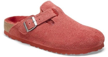 Birkenstock Boston Shearling Suede Leather (schmal) sienna red