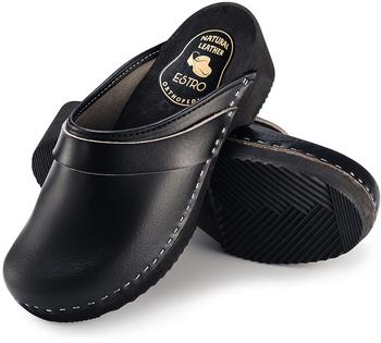 Strobl Clogs Holz Leder schwarz CDL07