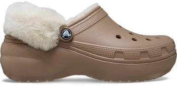 Crocs Classic Platform Fuzz Lined Clog latte