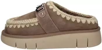 Mou Bounce Logo Letter Suede Clogs elephant grey/taupe