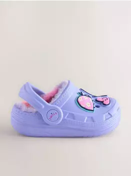 Next Fashion Fur-Lined Clog Slippers with Faux Fur lila