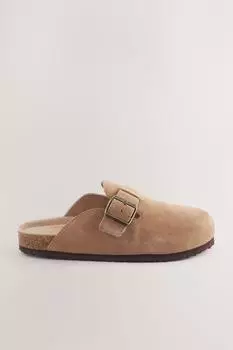 Next Fashion Suede Clogs tan brown suede