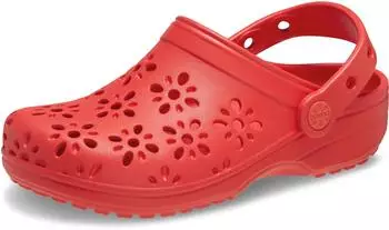 Crocs Classic Floral Cut Out Clog with Floral Structure Ventilation Openings cherry red