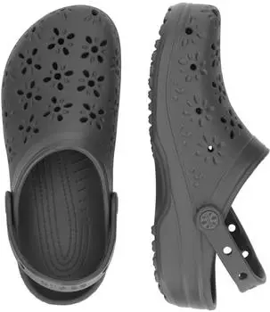 Crocs Classic Floral Cut Out Clog with Floral Structure Ventilation Openings schwarz/black sand/weiss