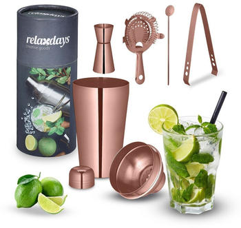 Relaxdays Vergoldetes erhöhtes Hybrid-Cocktail-Shaker-Set (Silber)
