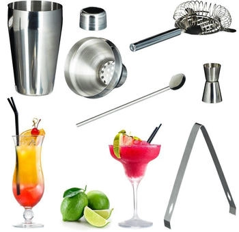 Relaxdays Vergoldetes erhöhtes Hybrid-Cocktail-Shaker-Set (Schwarz)