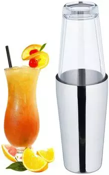 Relaxdays Boston Shaker 2-teilig, Edelstahl & Glas, 400 & 600ml (10030876)