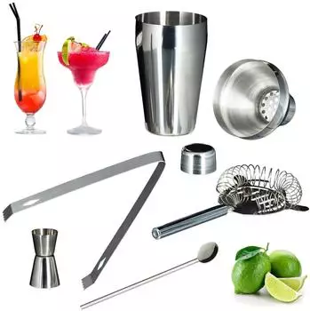 Relaxdays Cocktail-Set Edelstahl, 5-teilig, 500ml, BPA-frei