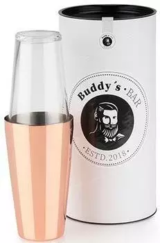 Buddy´s Boston Shaker 700ml + 400ml Glas, kupfer poliert (66027)