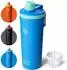 LuxusKollektion Protein Shaker Edelstahl mit Mischkugel, hellblau, 750ml, BPA-frei