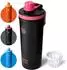 LuxusKollektion Protein Shaker Edelstahl 750ml, doppelwandig, BPA-frei, schwarz