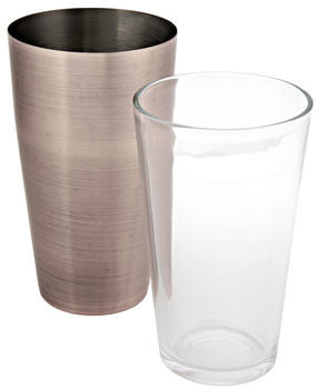 APS Germany Boston Shaker Edelstahlbecher 700Ml+Glas 400Ml Antik-Kupfer-Look (93325)